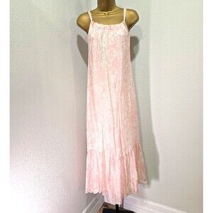 Rosemarine Silk Blend Ruffle Midi Dress Medium Sleeveless Peasant Fairy Ethereal